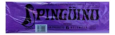 1 pliego de  papel crepe pingüino, morado