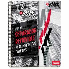 Cuaderno doble aro pasta semi rigida raya 100 hojas frances SCRIBE MODELO INBLACK