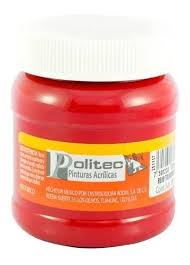 Pintura acril politec 250 ml rojo toluidino rodin 309/12