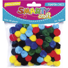 Pompón chico colores surtidos con 80 piezas SMARTY CRAFT