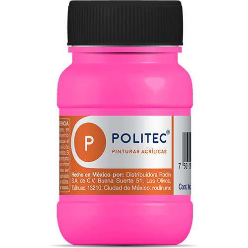 Caja de Pintura Acrílica Politec Fluorescente Rosa 806 / 100ml / 6 piezas
