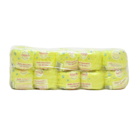 Rafia Selanusa Amarillo Fluorescente 156 - Paquete de 10 piezas de 100 g
