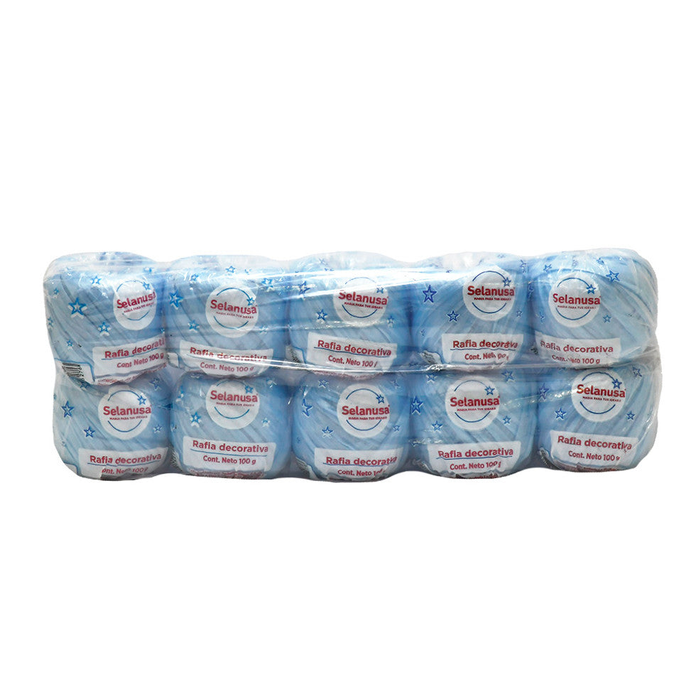 Rafia Selanusa Azul Cielo 107 - Paquete de 10 piezas de 100 g