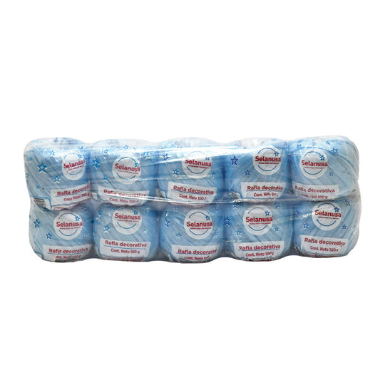Rafia Selanusa Azul Cielo 107 - Paquete de 10 piezas de 100 g