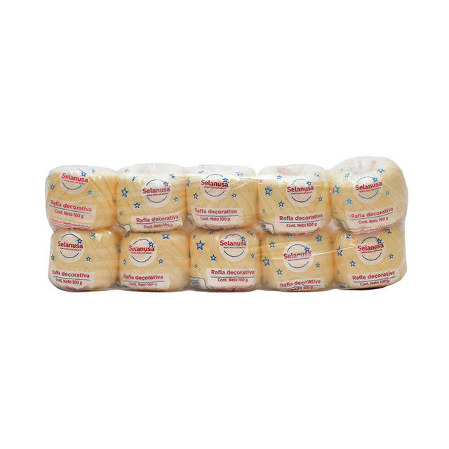 Rafia Selanusa Beige 121 - Paquete de 10 piezas de 100 g