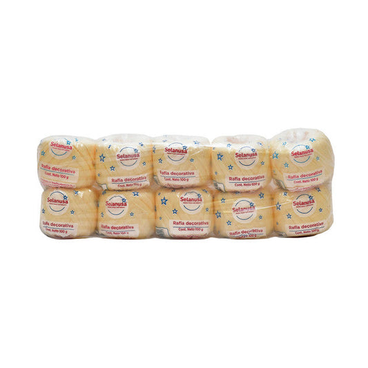 Rafia Selanusa Beige 121 - Paquete de 10 piezas de 100 g