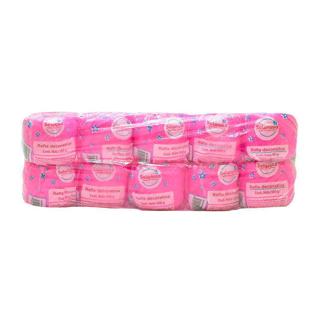 Rafia Selanusa Magenta Fluorescente 251 - Paquete de 10 piezas de 100 g