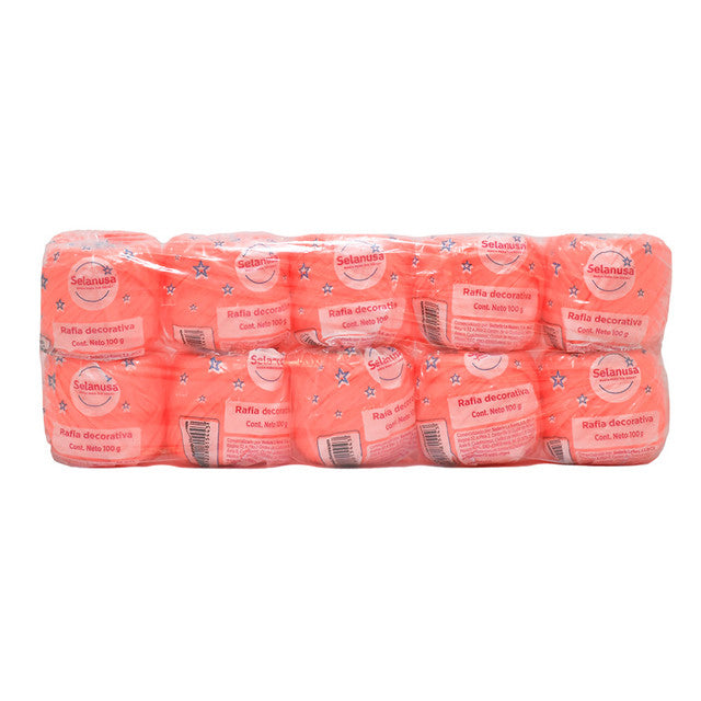 Rafia Selanusa Naranja Fluorescente 250 - Paquete de 10 piezas de 100 g
