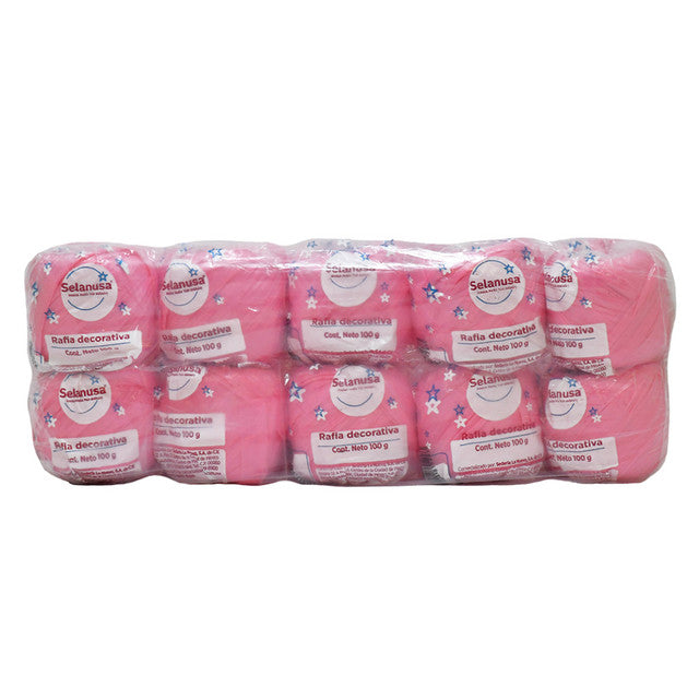 Rafia Selanusa Rosa 109 - Paquete de 10 piezas de 100 g