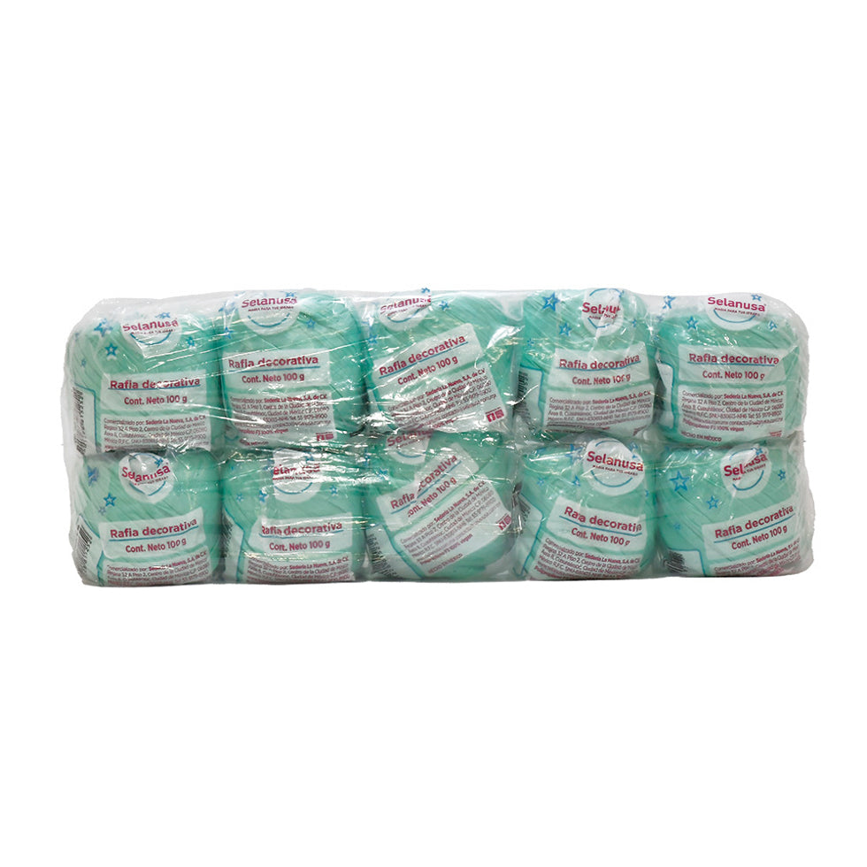Rafia Selanusa Verde Agua 105 - Paquete de 10 piezas de 100 g