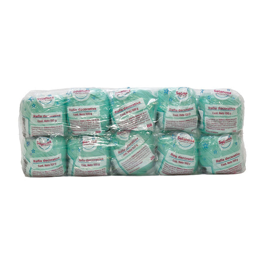 Rafia Selanusa Verde Agua 105 - Paquete de 10 piezas de 100 g