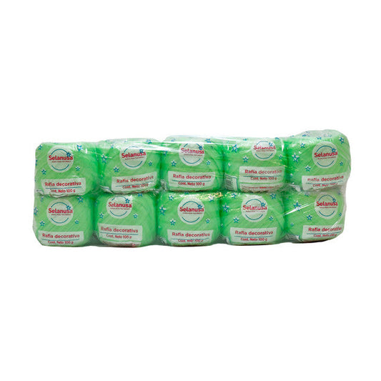 Rafia Selanusa Verde Fluorescente 201 - Paquete de 10 piezas de 100 g