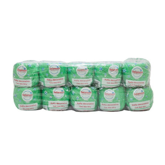 Rafia Selanusa Verde Limón 253 - Paquete de 10 piezas de 100 g